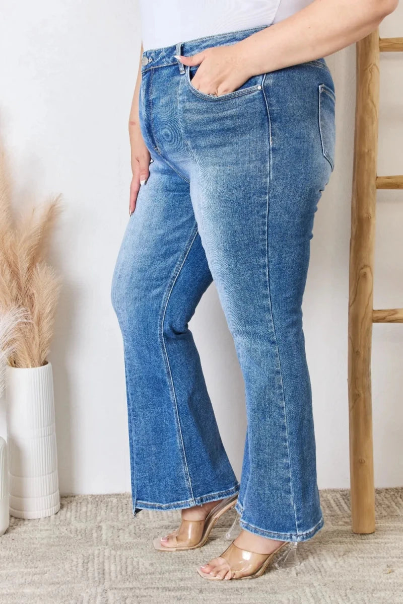 RISEN Full Size High Rise Ankle Flare Jeans - AMVIM