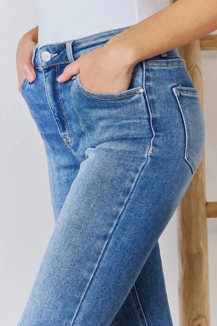RISEN Full Size High Rise Ankle Flare Jeans - AMVIM