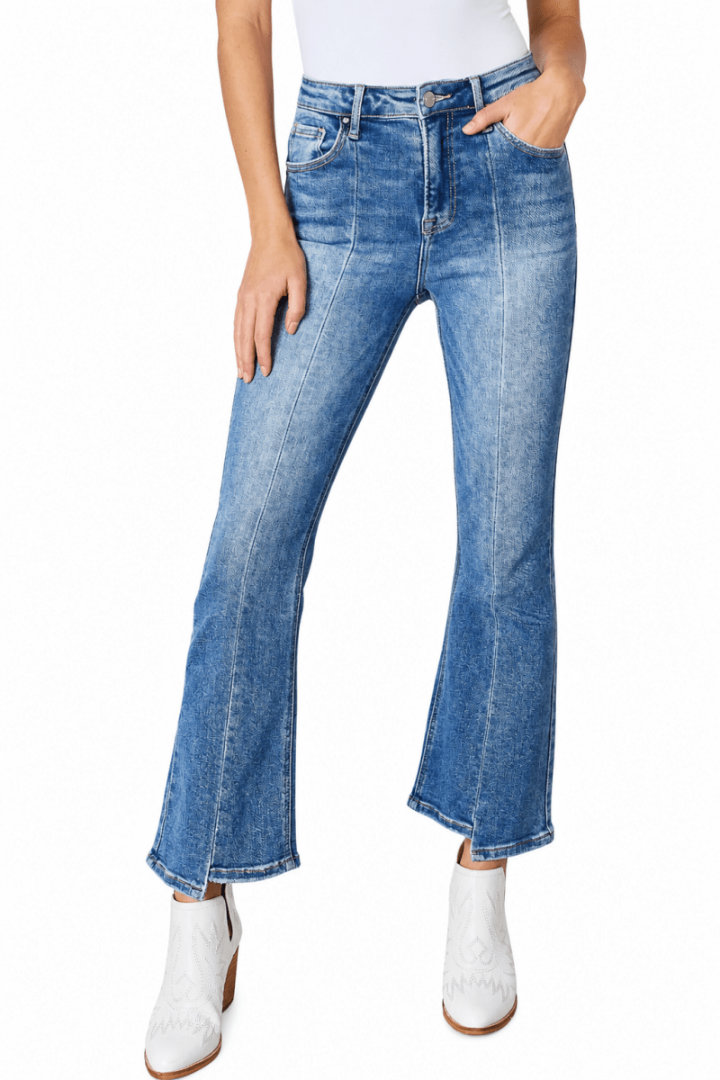 RISEN Full Size High Rise Ankle Flare Jeans - AMVIM