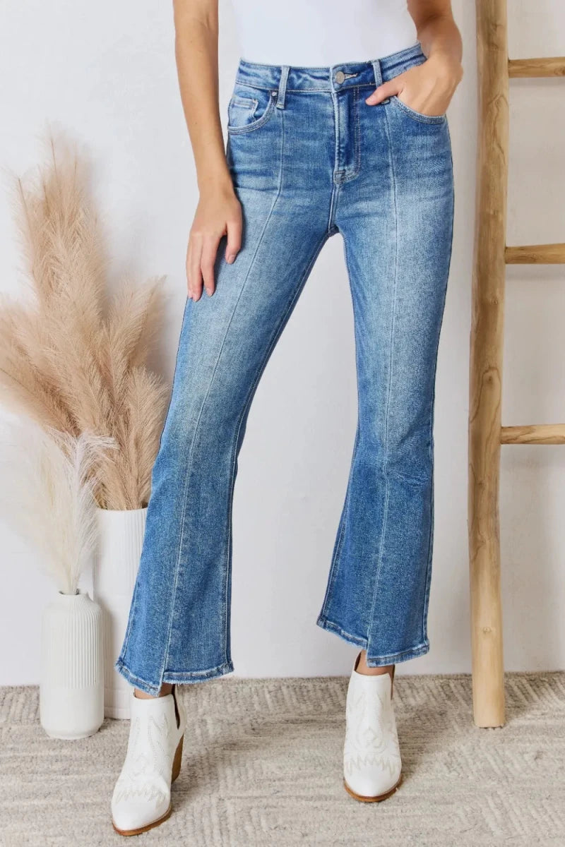 RISEN Full Size High Rise Ankle Flare Jeans - AMVIM