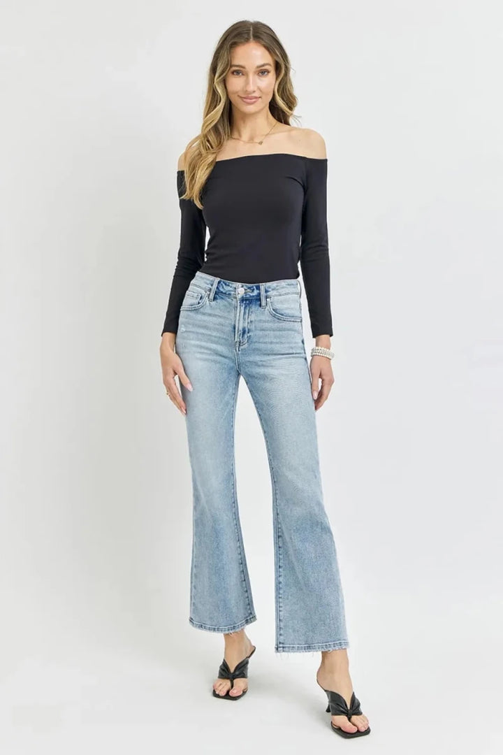 RISEN Full Size High Rise Ankle Flare Jeans - AMVIM