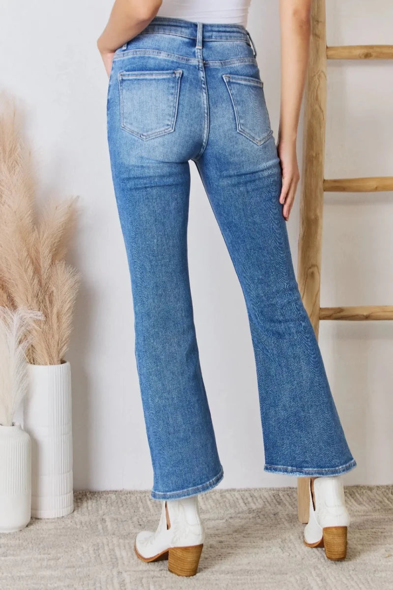 RISEN Full Size High Rise Ankle Flare Jeans - AMVIM