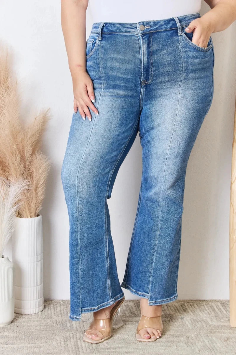 RISEN Full Size High Rise Ankle Flare Jeans - AMVIM