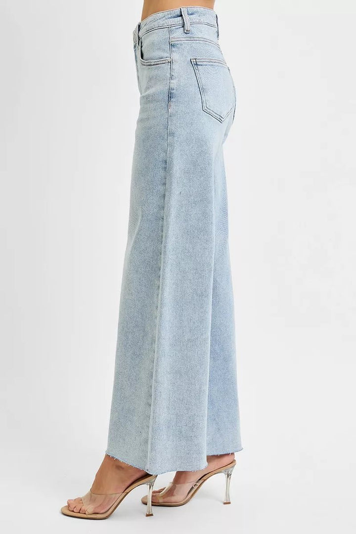 RISEN Full Size High Rise Ankle Wide Palazzo Jeans Plus Size - AMVIM