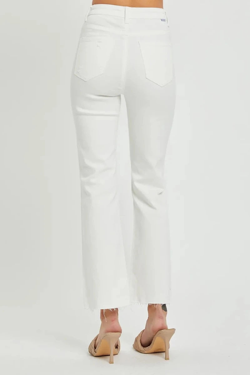 RISEN Full Size High Rise Button Fly Straight Ankle Jeans - AMVIM