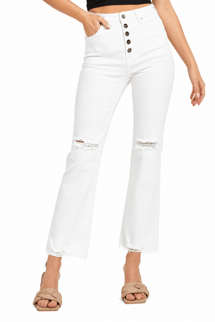 RISEN Full Size High Rise Button Fly Straight Ankle Jeans - AMVIM