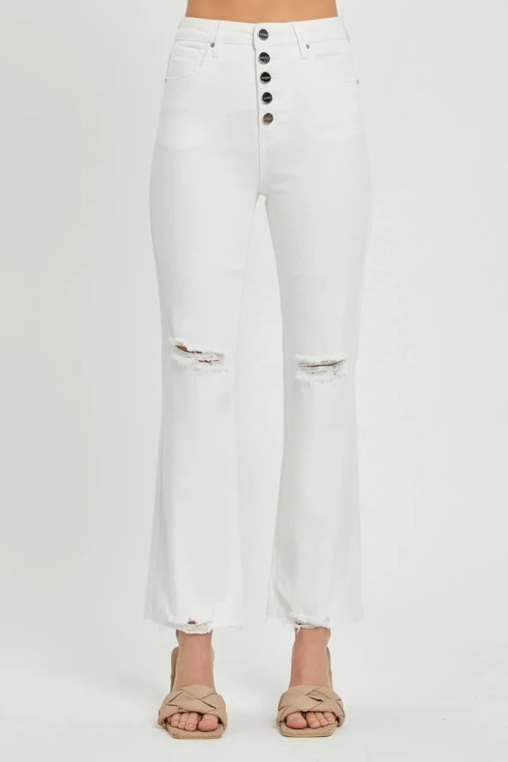 RISEN Full Size High Rise Button Fly Straight Ankle Jeans - AMVIM