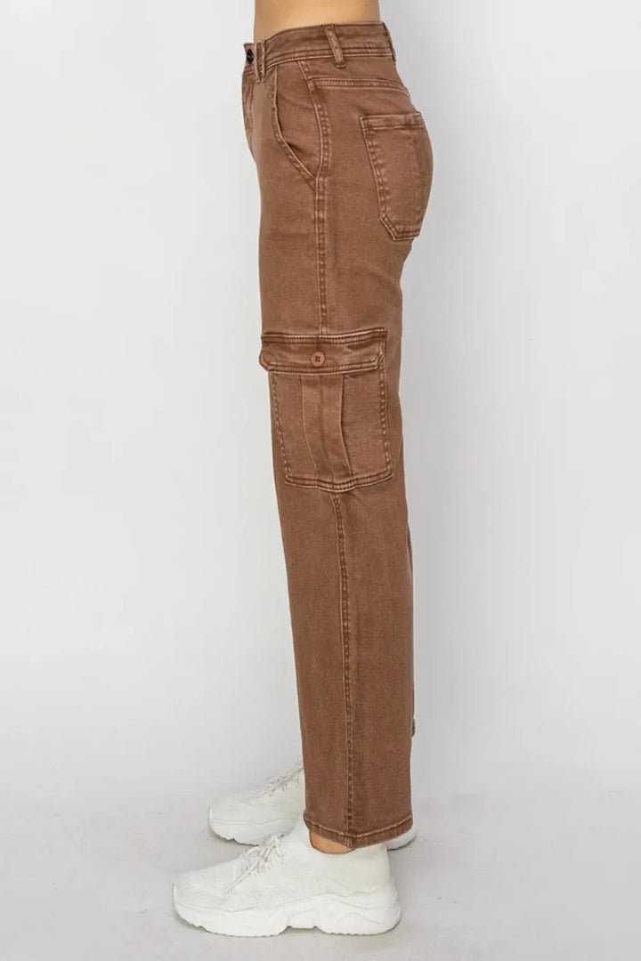 Risen Full Size High Rise Cargo Jeans - AMVIM