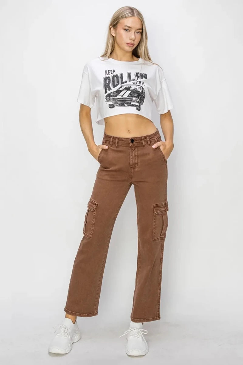 Risen Full Size High Rise Cargo Jeans - AMVIM
