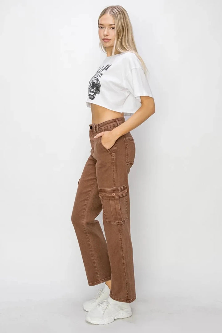 Risen Full Size High Rise Cargo Jeans - AMVIM