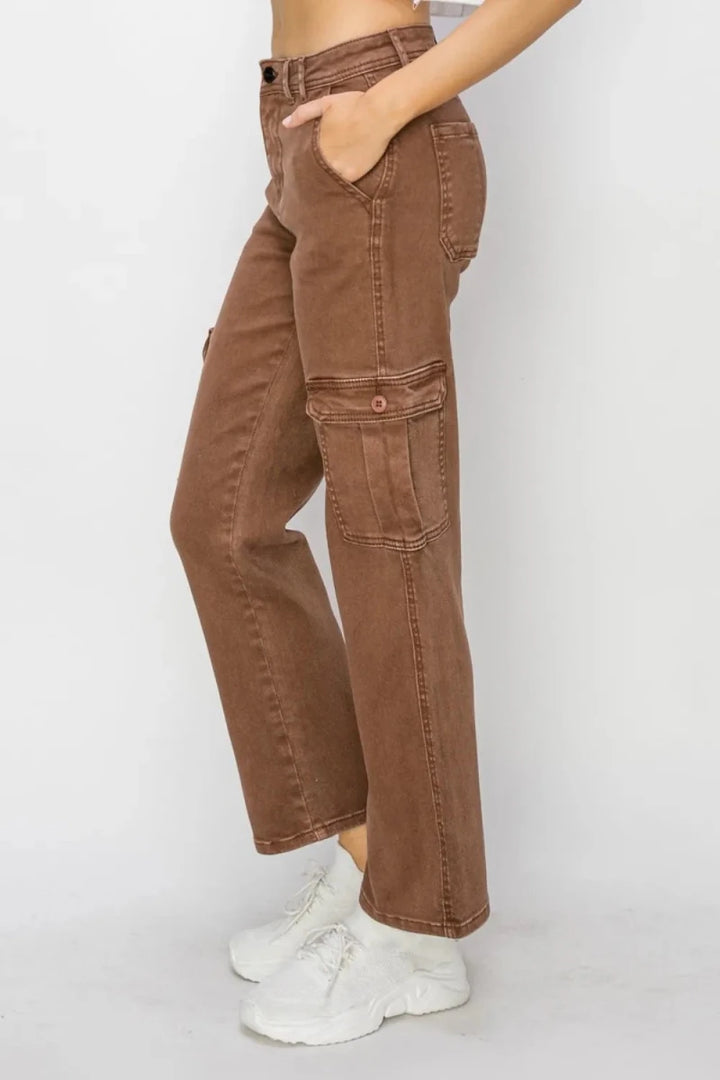 Risen Full Size High Rise Cargo Jeans - AMVIM