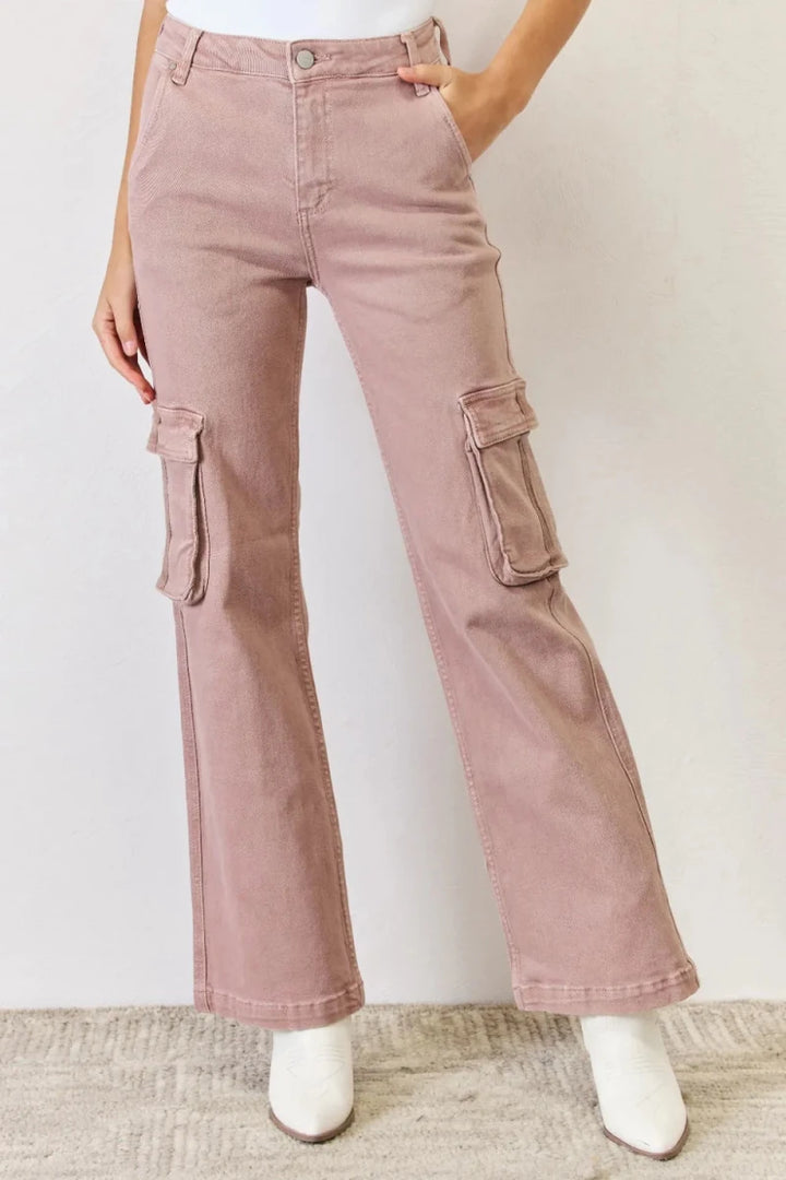 RISEN Full Size High Rise Cargo Wide Leg Jeans - AMVIM