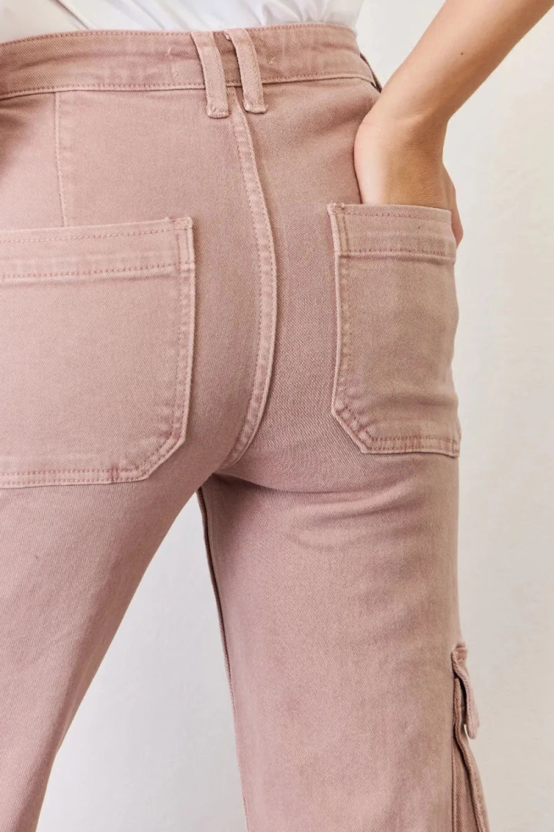 RISEN Full Size High Rise Cargo Wide Leg Jeans - AMVIM