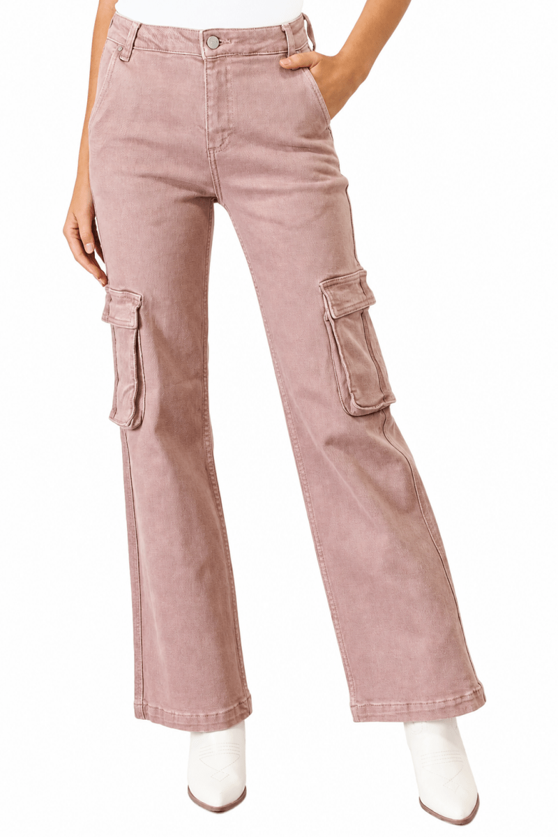 RISEN Full Size High Rise Cargo Wide Leg Jeans - AMVIM