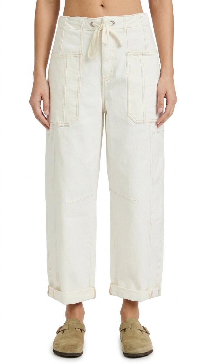 RISEN Full Size High Rise Crop Wide Barrel Cargo Pocket Jeans Plus Size - AMVIM