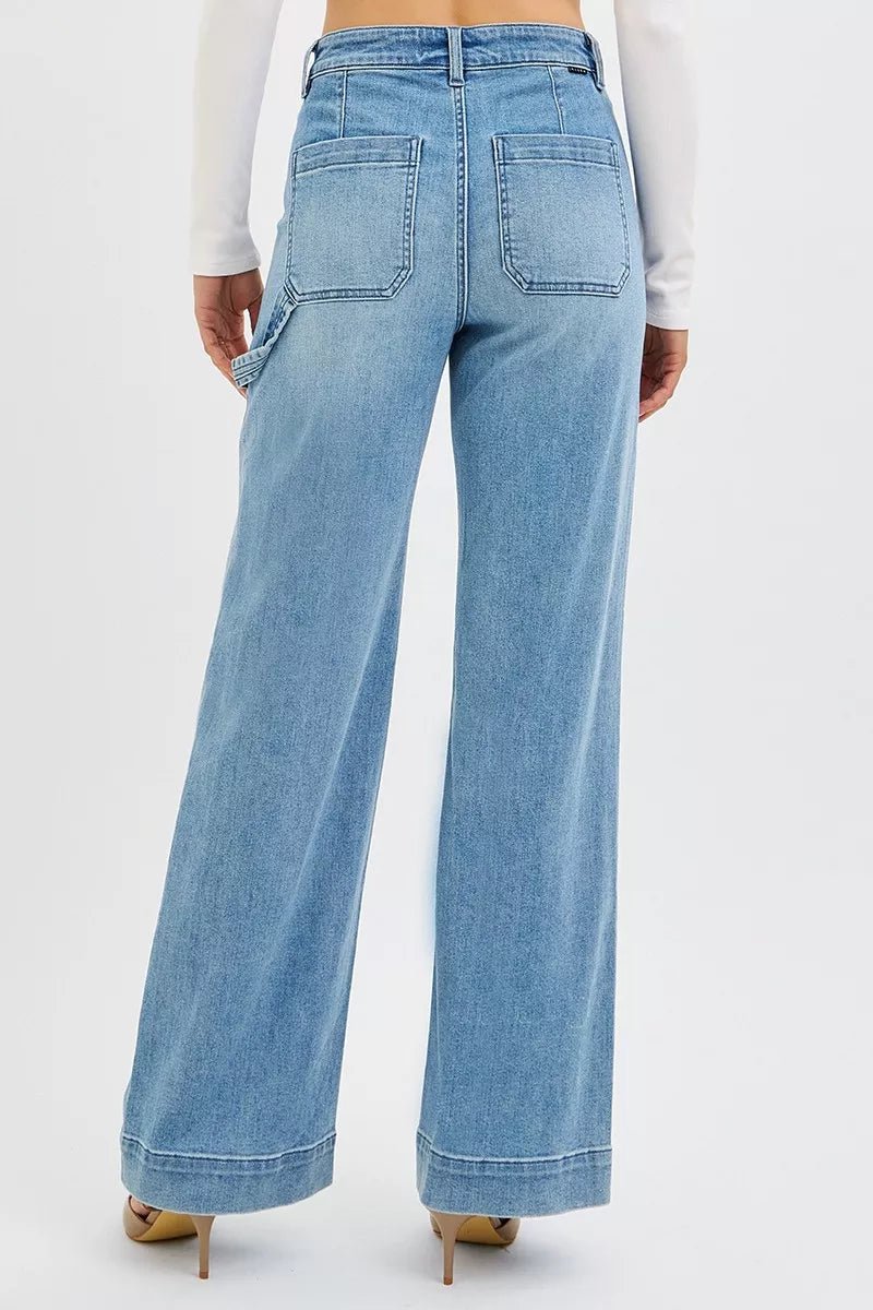 RISEN Full Size High Rise Straight Leg Jeans with Front Pockets Plus Size - AMVIM
