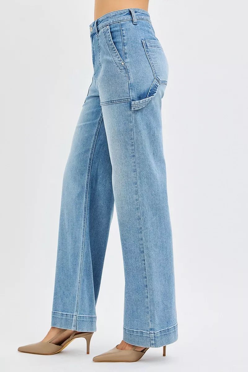 RISEN Full Size High Rise Straight Leg Jeans with Front Pockets Plus Size - AMVIM