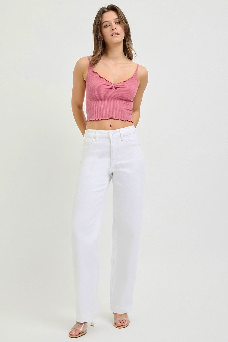 RISEN Full Size High Rise Wide Leg Baggy Pants Plus Size - AMVIM
