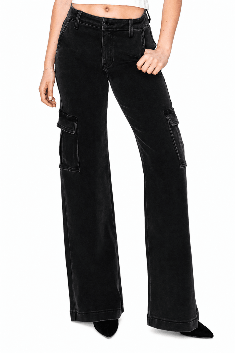 Risen Full Size High Rise Wide Leg Cargo Jeans - AMVIM