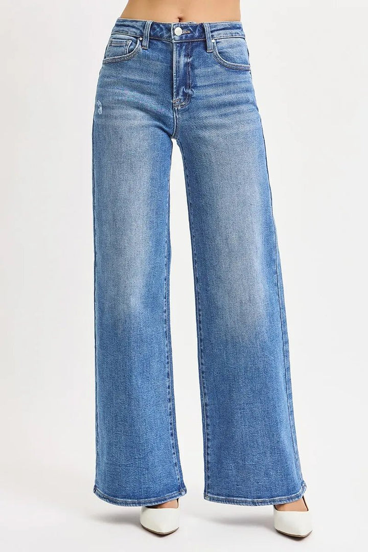 RISEN Full Size High Rise Wide Leg Jeans Plus Size - AMVIM