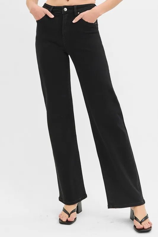 RISEN Full Size High Rise Wide Leg Jeans Plus Size - AMVIM