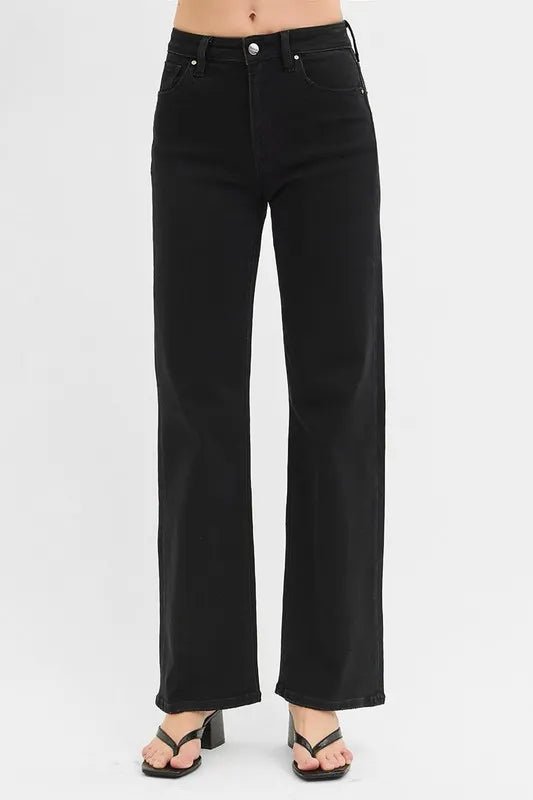 RISEN Full Size High Rise Wide Leg Jeans Plus Size - AMVIM