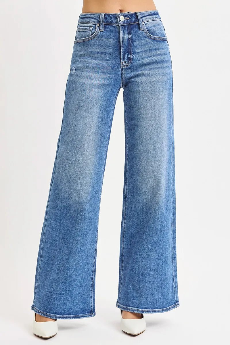 RISEN Full Size High Rise Wide Leg Jeans Plus Size - AMVIM