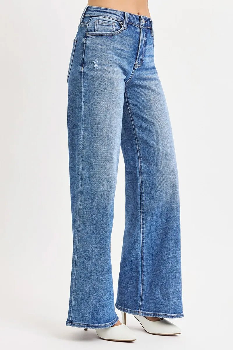 RISEN Full Size High Rise Wide Leg Jeans Plus Size - AMVIM