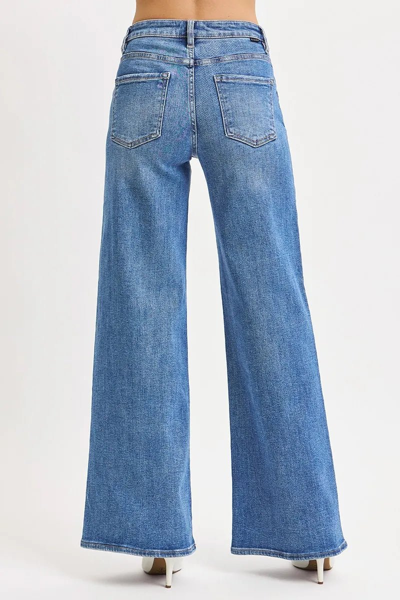 RISEN Full Size High Rise Wide Leg Jeans Plus Size - AMVIM