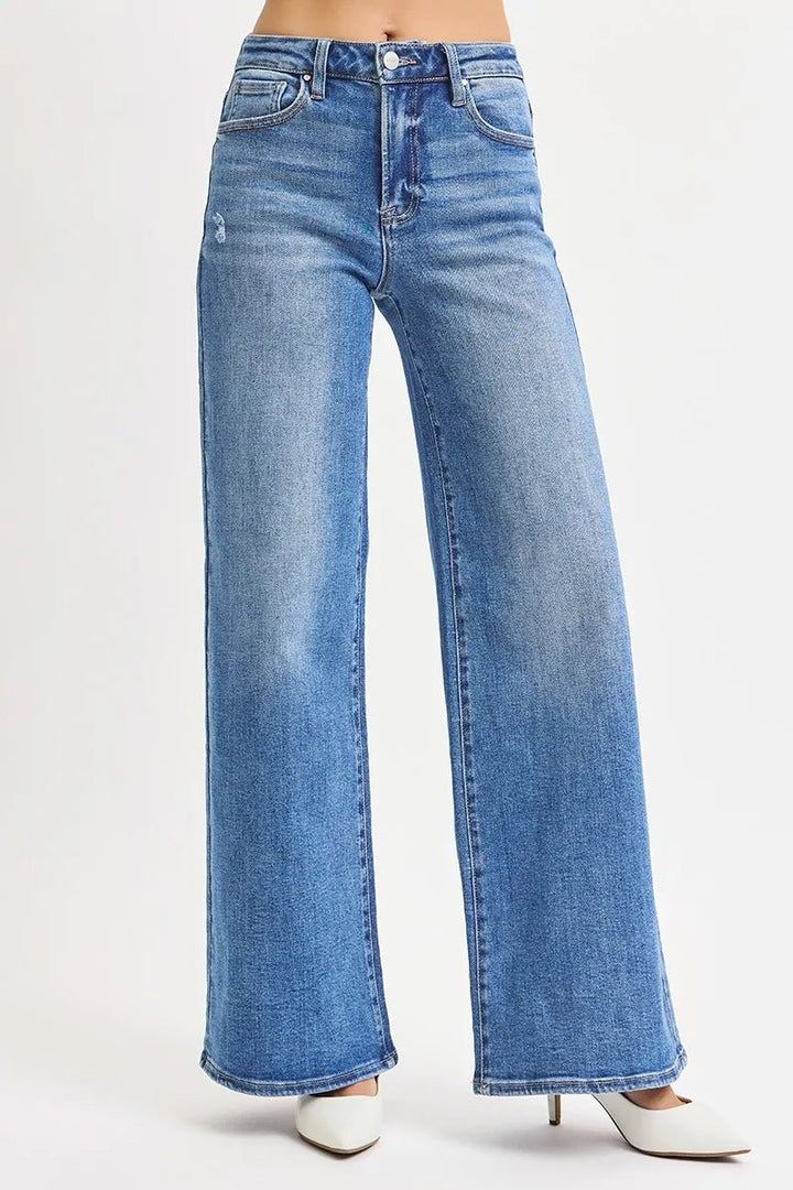 RISEN Full Size High Rise Wide Leg Jeans Plus Size - AMVIM