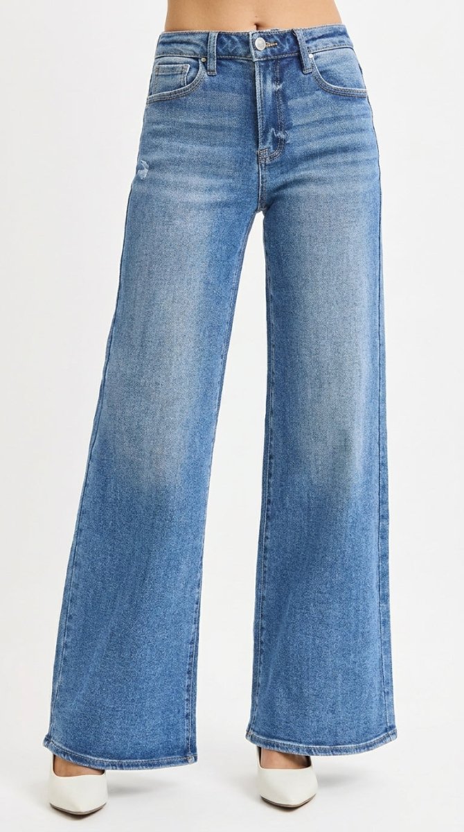 RISEN Full Size High Rise Wide Leg Jeans Plus Size - AMVIM