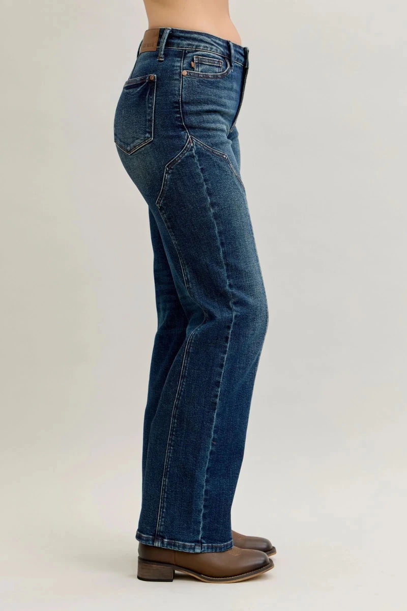 RISEN Full Size High Rise Wide Leg Patch Detailed Jeans Plus Size - AMVIM