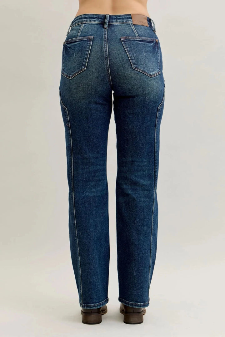RISEN Full Size High Rise Wide Leg Patch Detailed Jeans Plus Size - AMVIM
