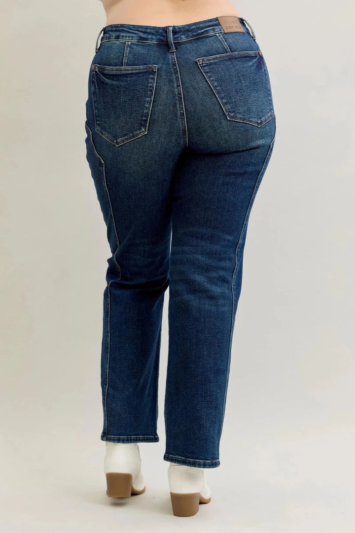 RISEN Full Size High Rise Wide Leg Patch Detailed Jeans Plus Size - AMVIM