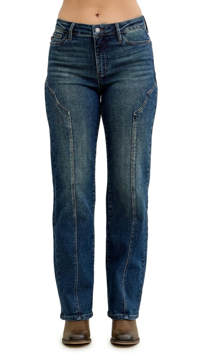 RISEN Full Size High Rise Wide Leg Patch Detailed Jeans Plus Size - AMVIM