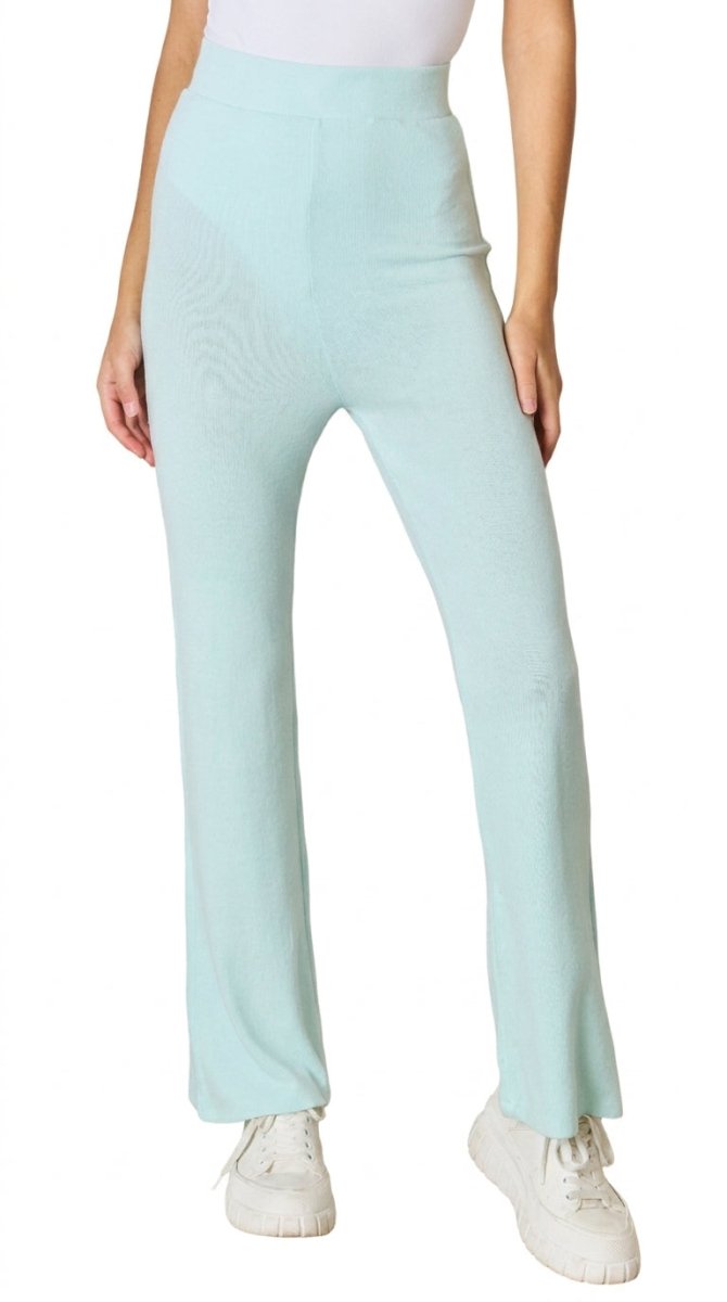 RISEN Full Size High Waist Ultra Soft Knit Flare Pants - AMVIM