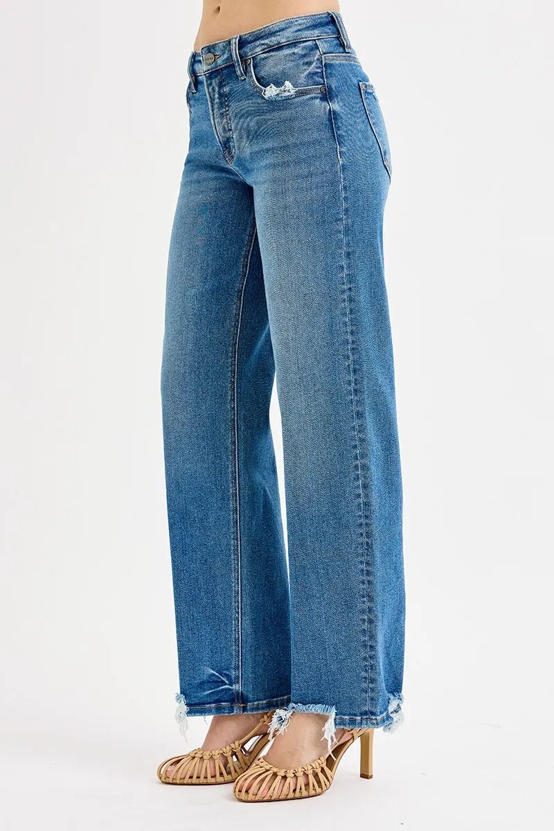 RISEN Full Size Mid Rise Baggy Jeans Plus Size - AMVIM