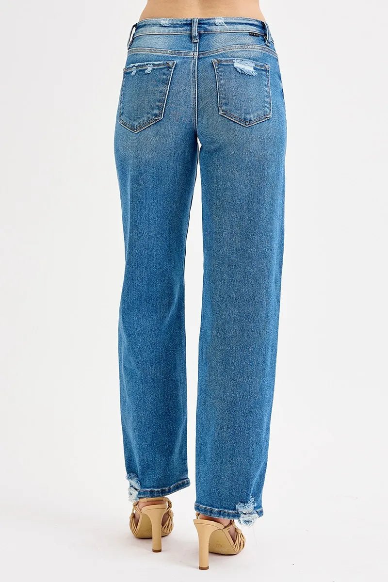 RISEN Full Size Mid Rise Baggy Jeans Plus Size - AMVIM