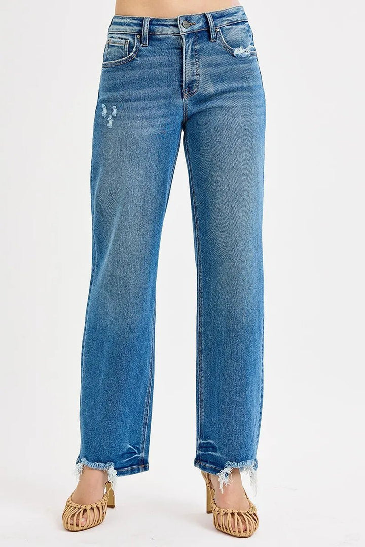 RISEN Full Size Mid Rise Baggy Jeans Plus Size - AMVIM