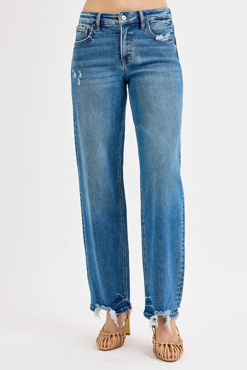RISEN Full Size Mid Rise Baggy Jeans Plus Size - AMVIM