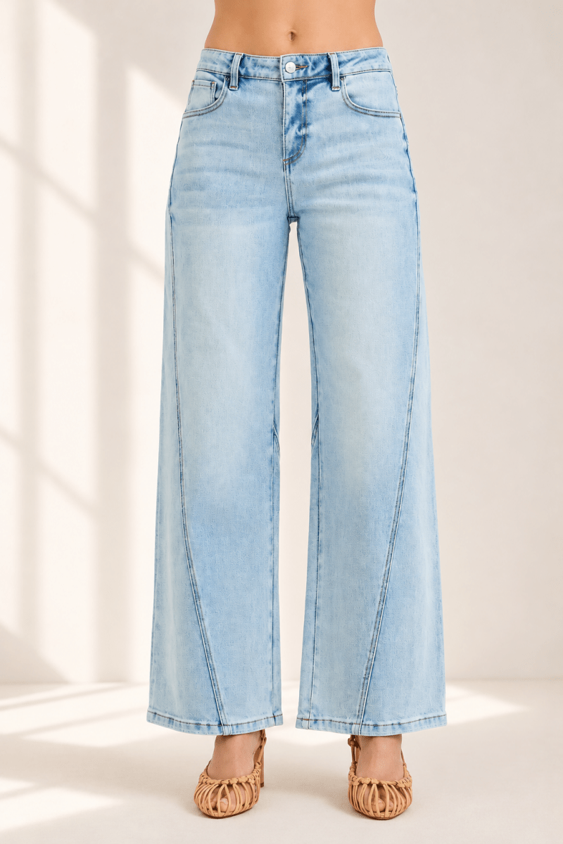 RISEN Full Size Mid Rise Fit Barrel Jeans Plus Size - AMVIM