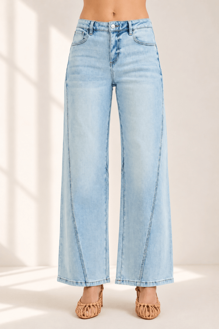 RISEN Full Size Mid Rise Fit Barrel Jeans Plus Size - AMVIM