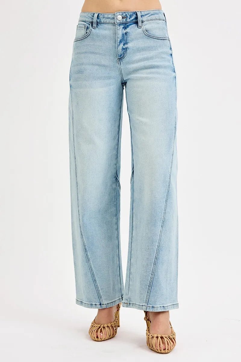 RISEN Full Size Mid Rise Fit Barrel Jeans Plus Size - AMVIM