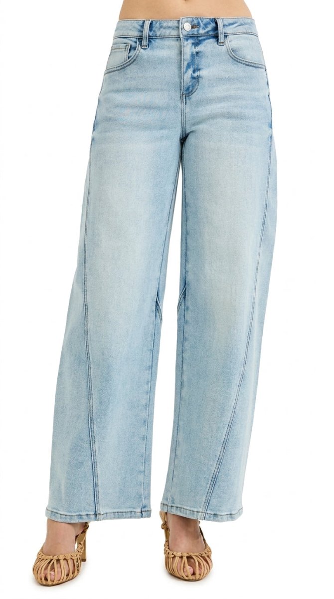 RISEN Full Size Mid Rise Fit Barrel Jeans Plus Size - AMVIM