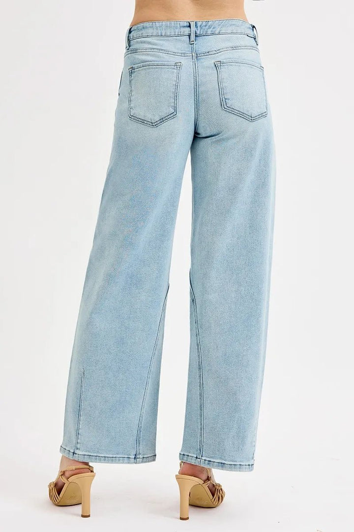 RISEN Full Size Mid Rise Fit Barrel Jeans Plus Size - AMVIM