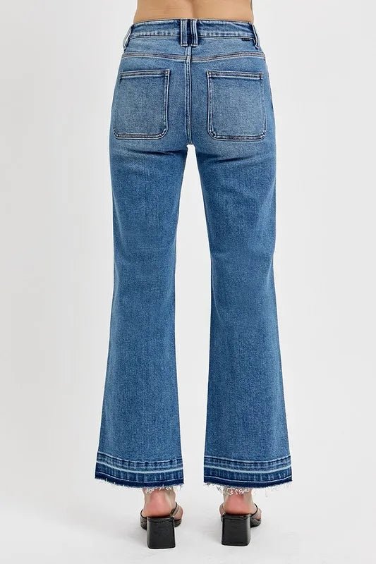 RISEN Full Size Raw Hem Ankle Bootcut Jeans Plus Size - AMVIM