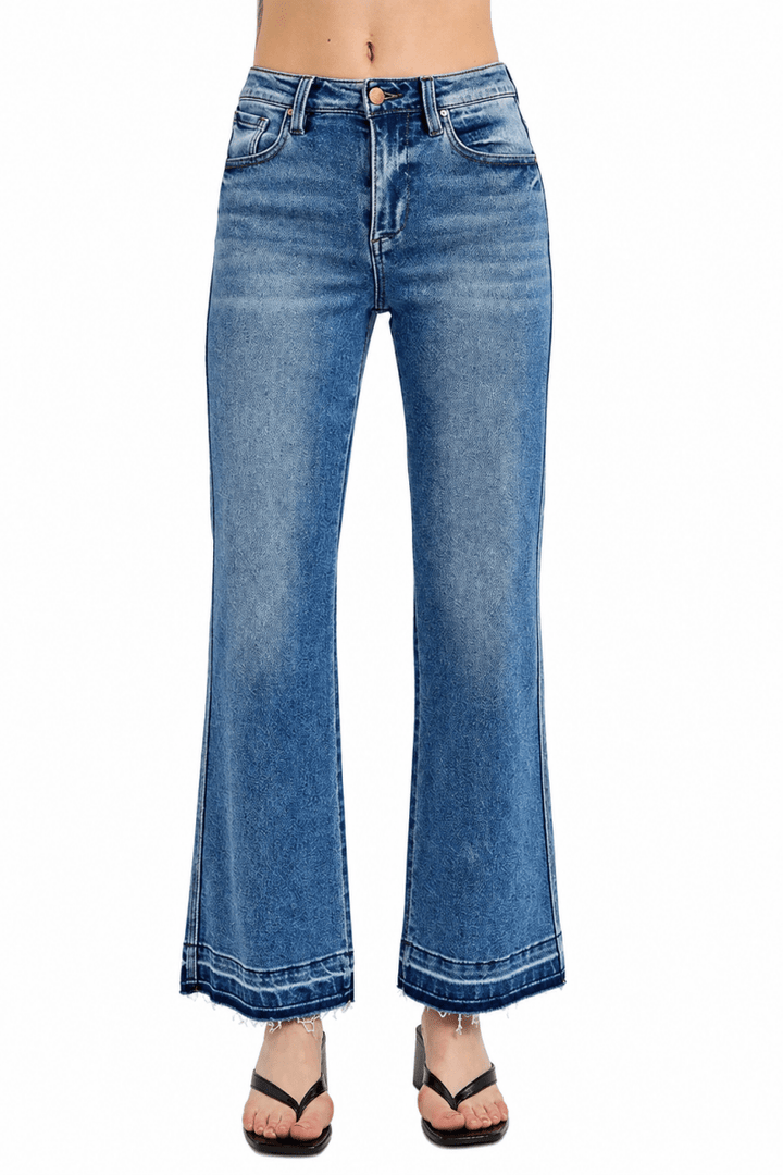RISEN Full Size Raw Hem Ankle Bootcut Jeans Plus Size - AMVIM