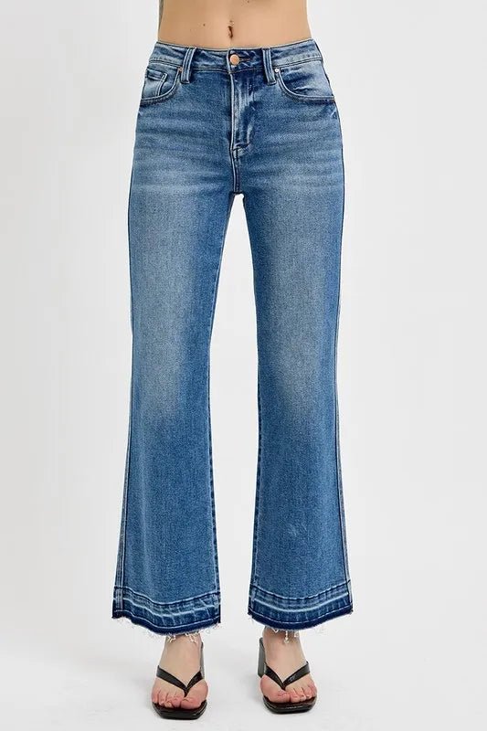 RISEN Full Size Raw Hem Ankle Bootcut Jeans Plus Size - AMVIM