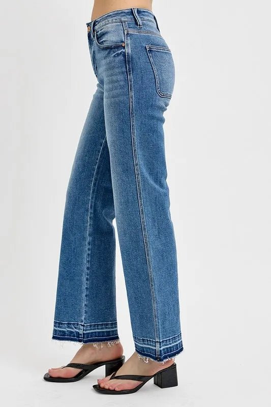 RISEN Full Size Raw Hem Ankle Bootcut Jeans Plus Size - AMVIM