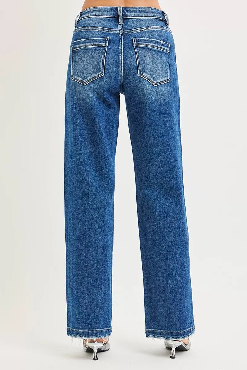 RISEN Full Size Slouchy Baggy Jeans Pocket Side Seam Detail Plus Size - AMVIM